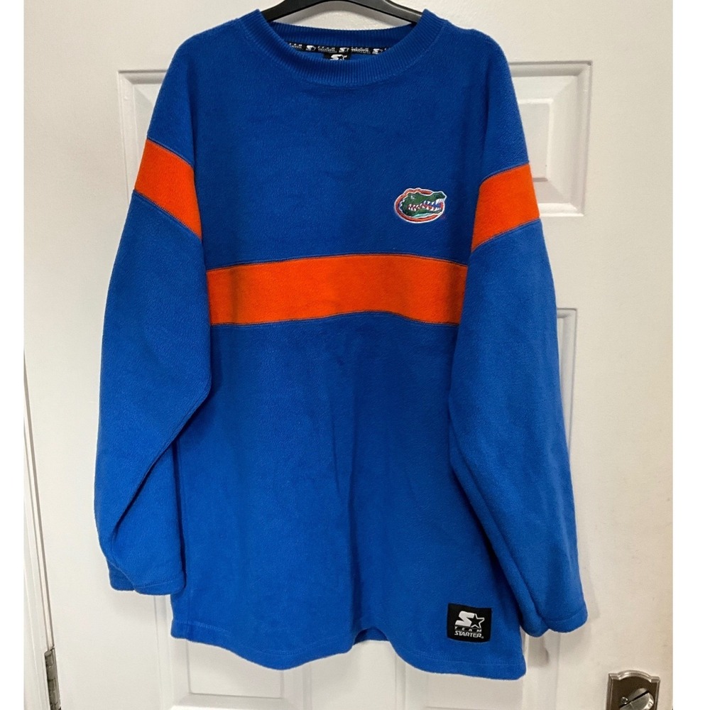 Starter Team Florida Gators Fleece Sweatshirt Mens Large Blue Orange Pullover